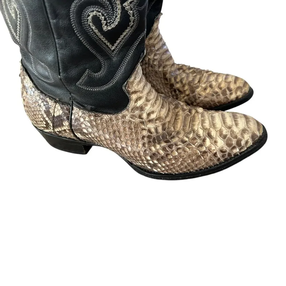 Corral Exotic Python & Leather Western Cowboy Boots Brown & Black Men's 9.5 D